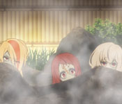 hiding in the hot springs